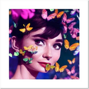 Audrey Hepburn Amongst Butterflies Posters and Art